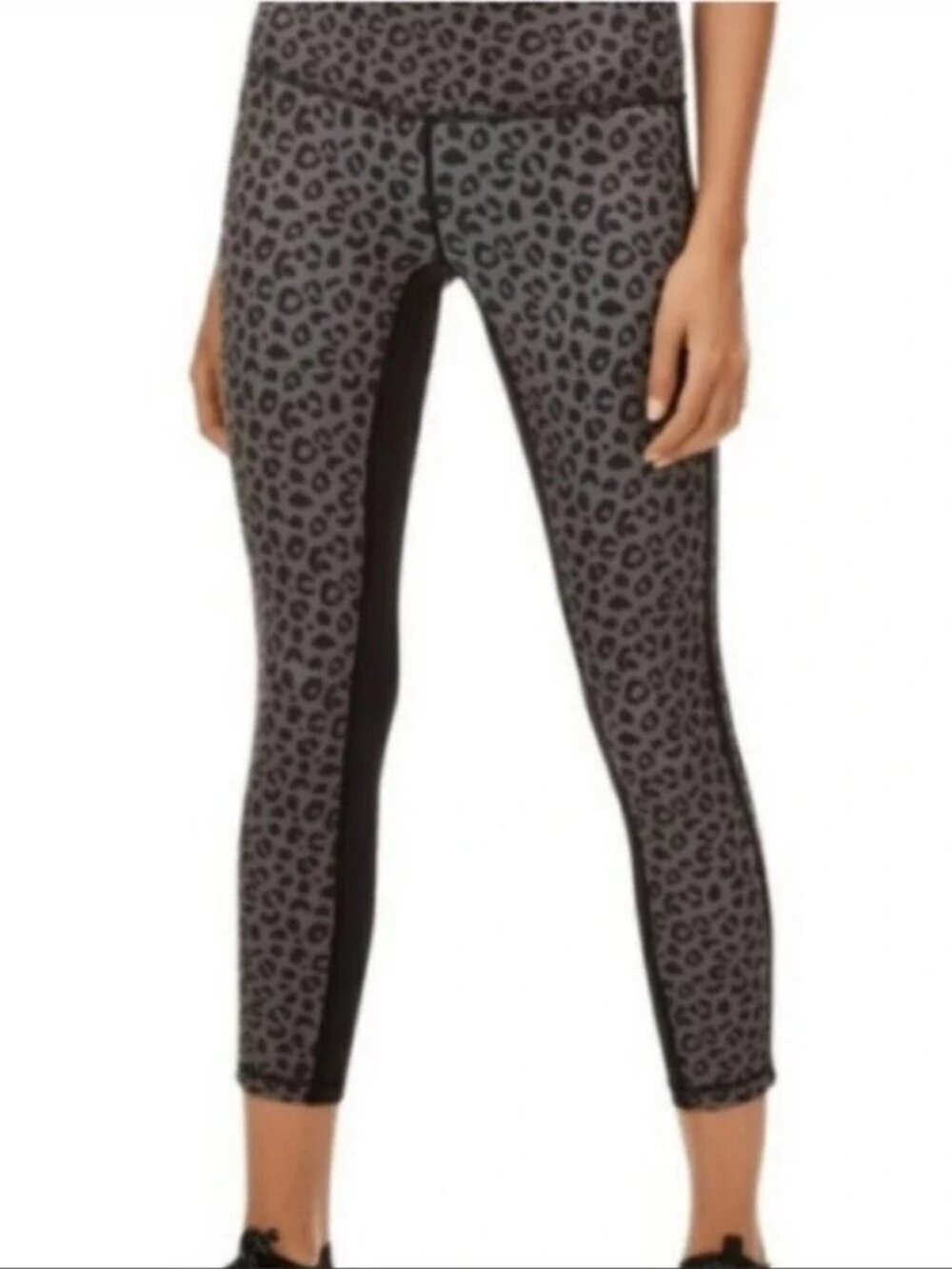 New All Fenix Charcoal Grey & Black Cheetah Jagger 7/8 Length Athletic Leggings